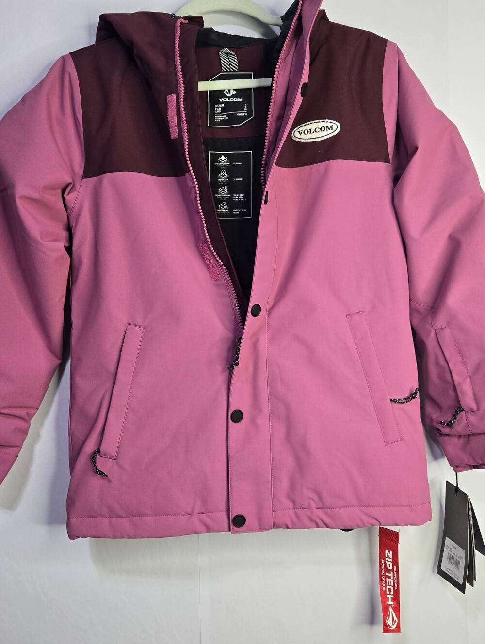 Volcom Size S Pink Relaxed Fit Hooded Performance Jacket, Water Resistant NWT
